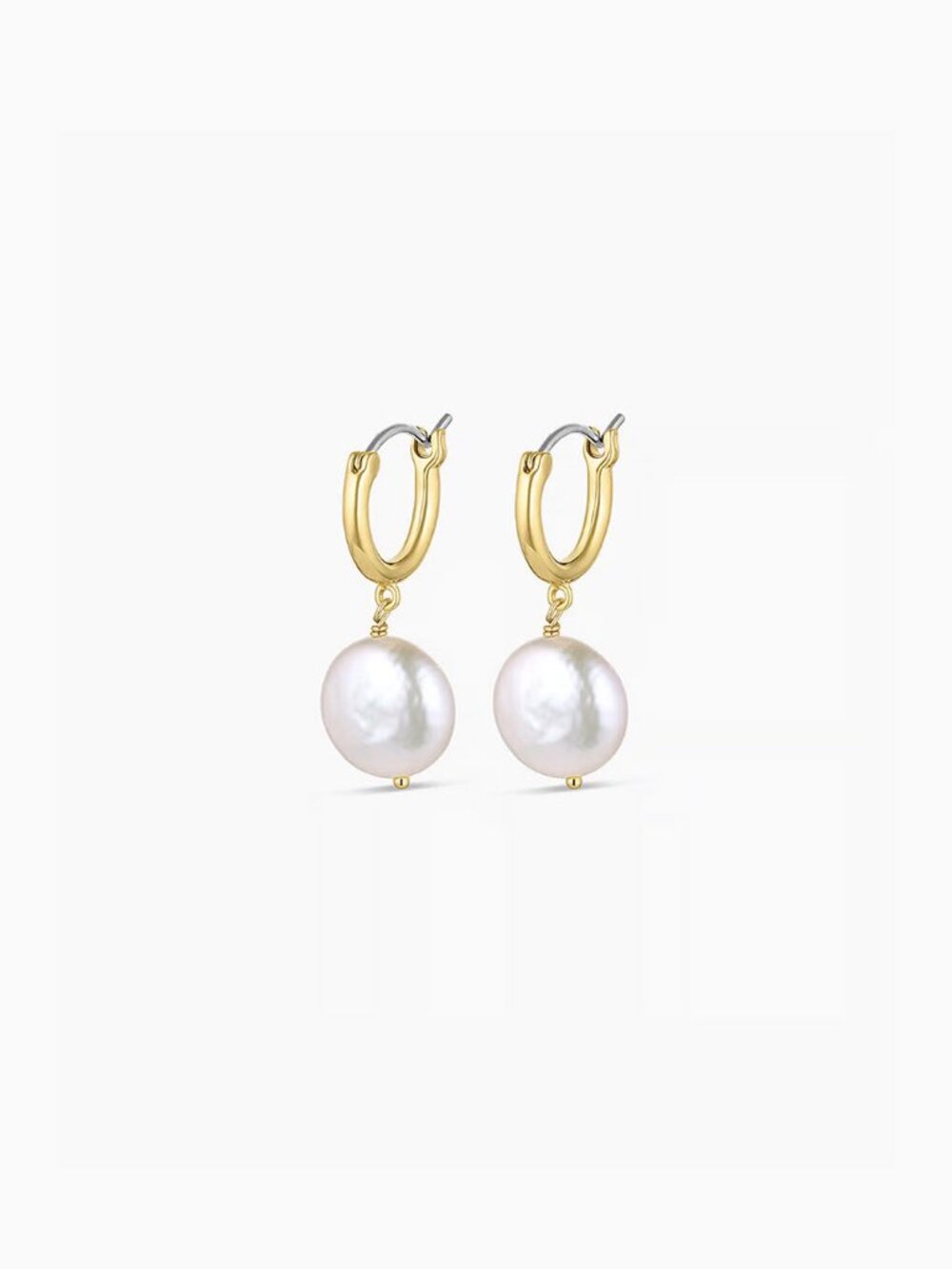 gorjana Reese Pearl Huggies 18K Gold Plated New With Tags